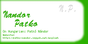 nandor patko business card
